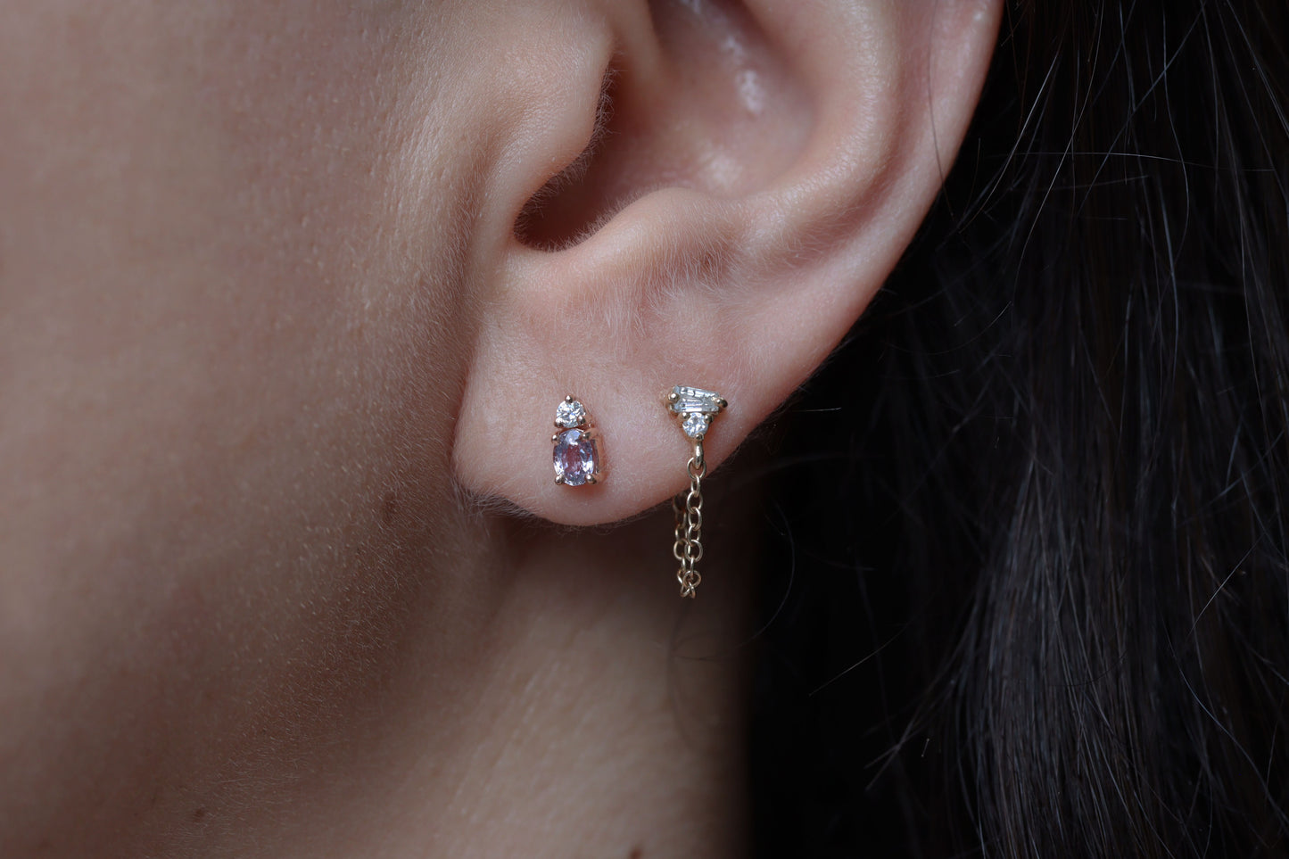 Aretes Luxe Zafiro Lila y Diamante Fine