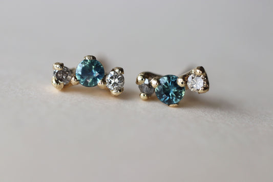 Arya Studs Zafiro y Diamantes Fine