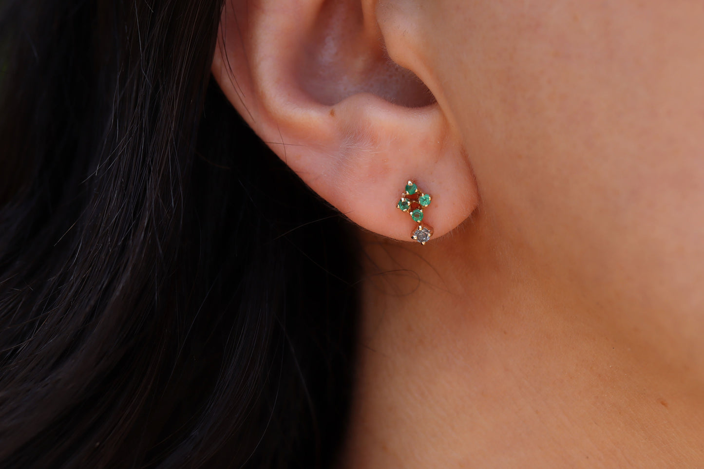 Aretes Diana Studs Fine Esmeraldas y Diamantes