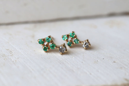 Aretes Diana Studs Fine Esmeraldas y Diamantes