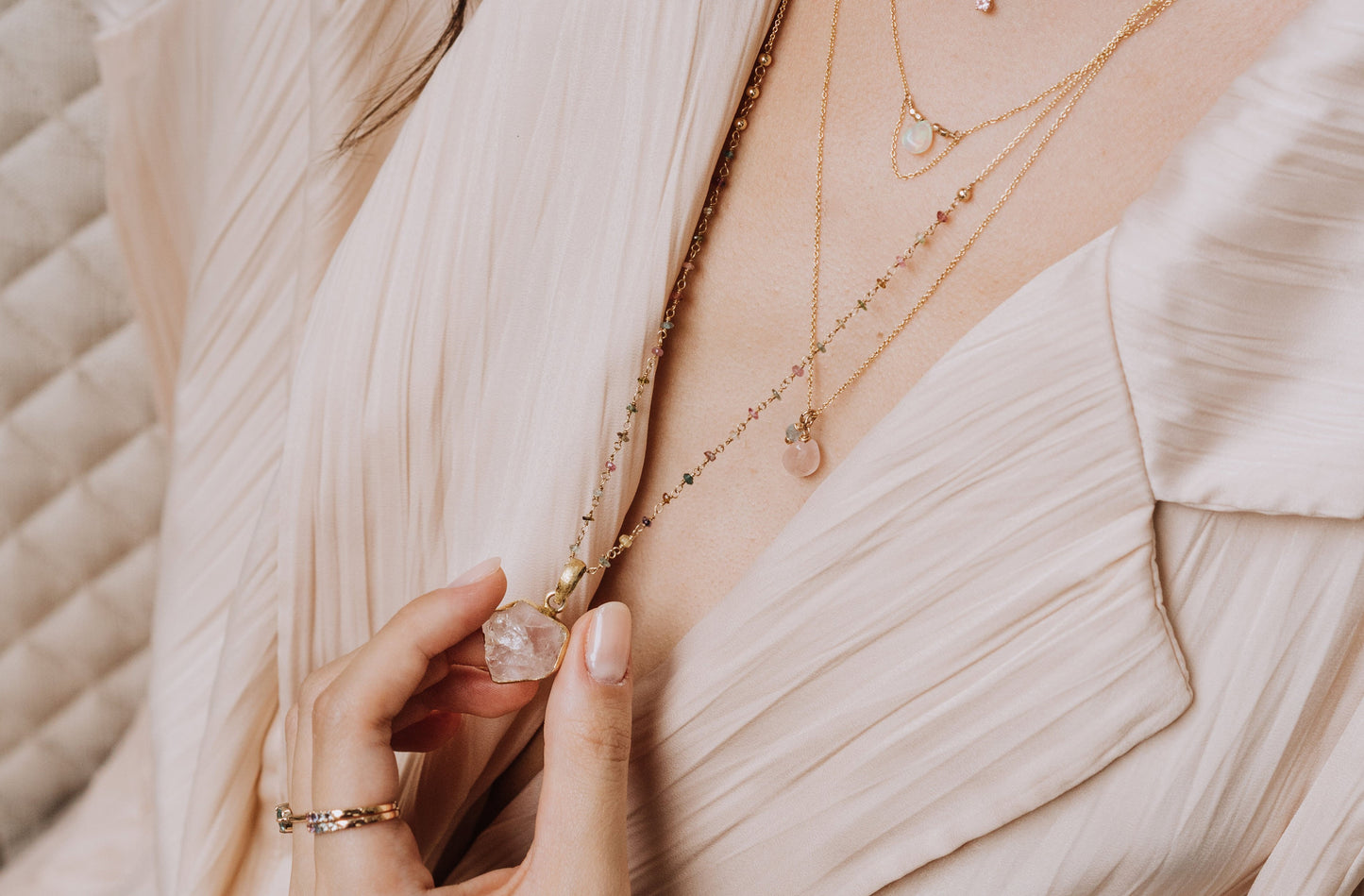 Collar Charms Morganita y Aguamarina