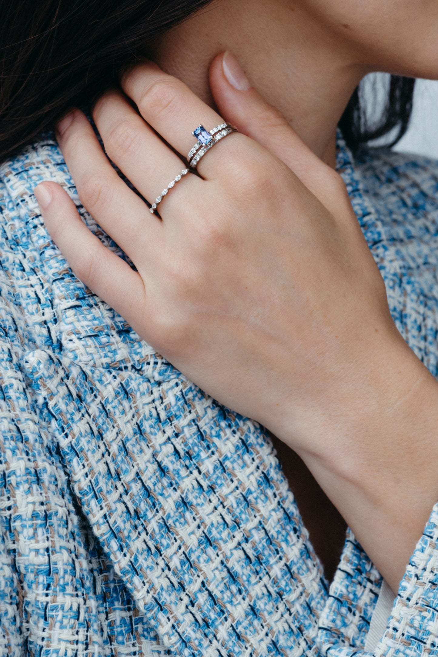 Anillo Naomi Tanzanita y Diamantes