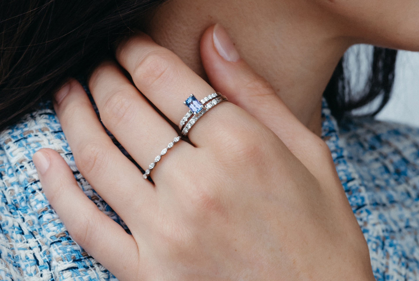 Anillo Naomi Tanzanita y Diamantes
