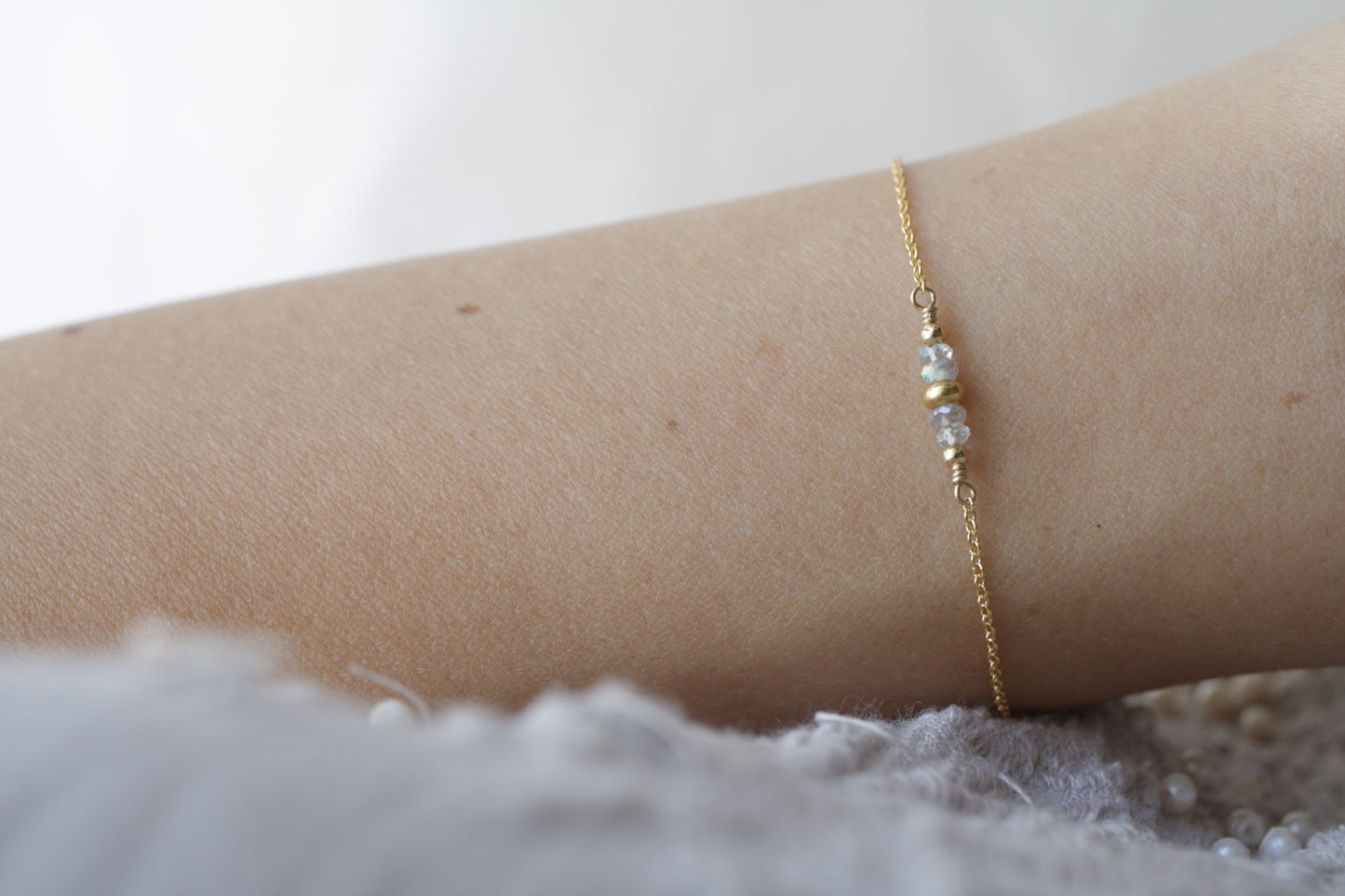 Pulsera Gem bar Aguamarina y Labradorita