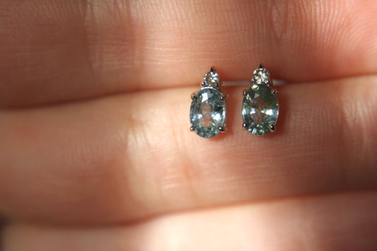 Aretes Luxe Zafiro Azul y Diamante Fine