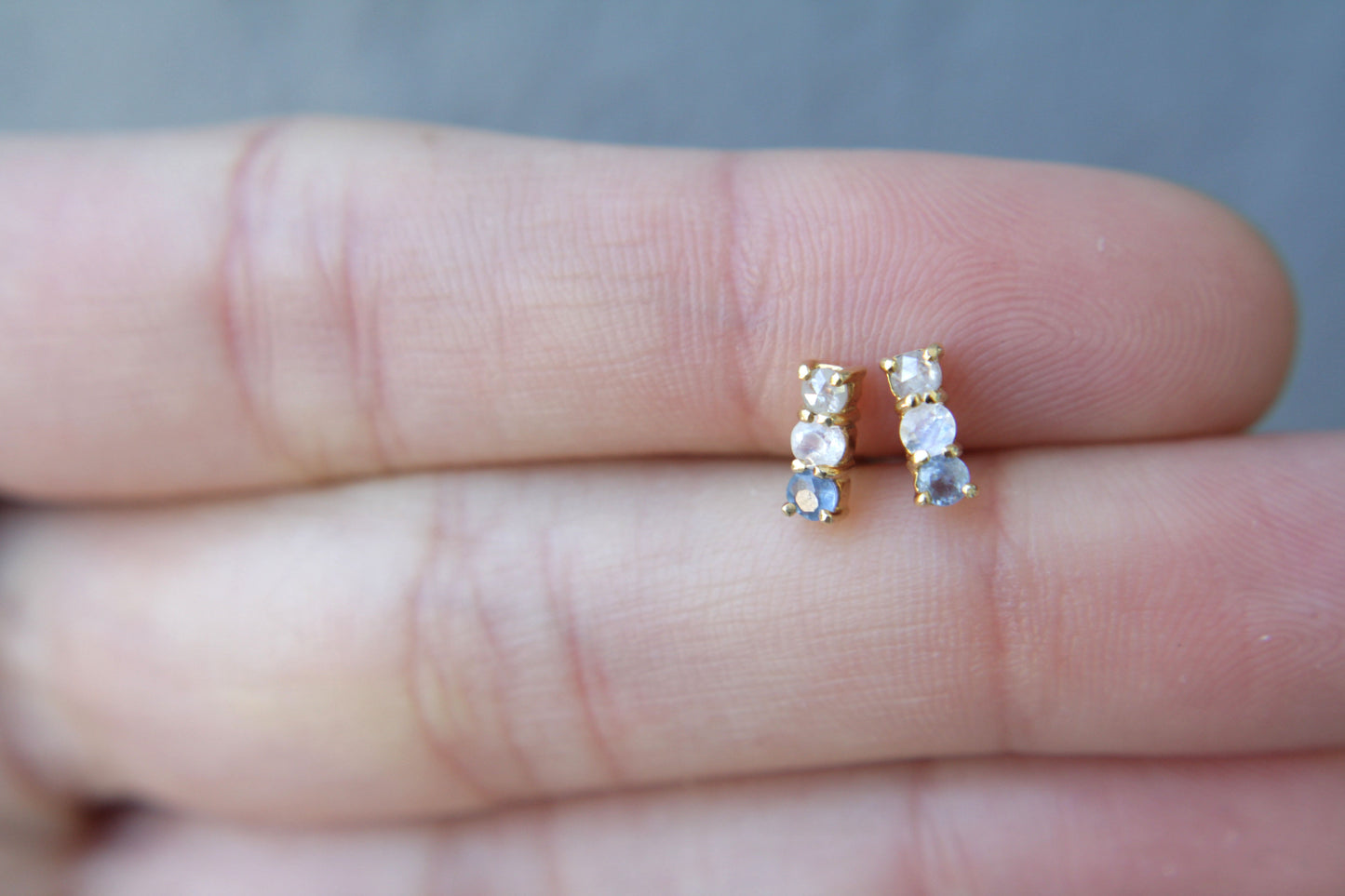 Aretes Luxe Zafiro, Diamante y Moonstone fine