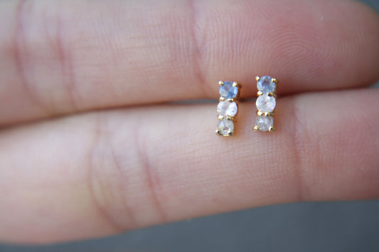 Aretes Luxe Zafiro, Diamante y Moonstone fine