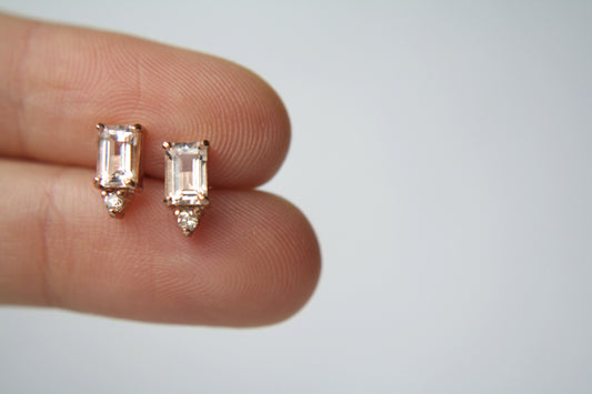 Aretes Luxe Morganita y Diamantes fine