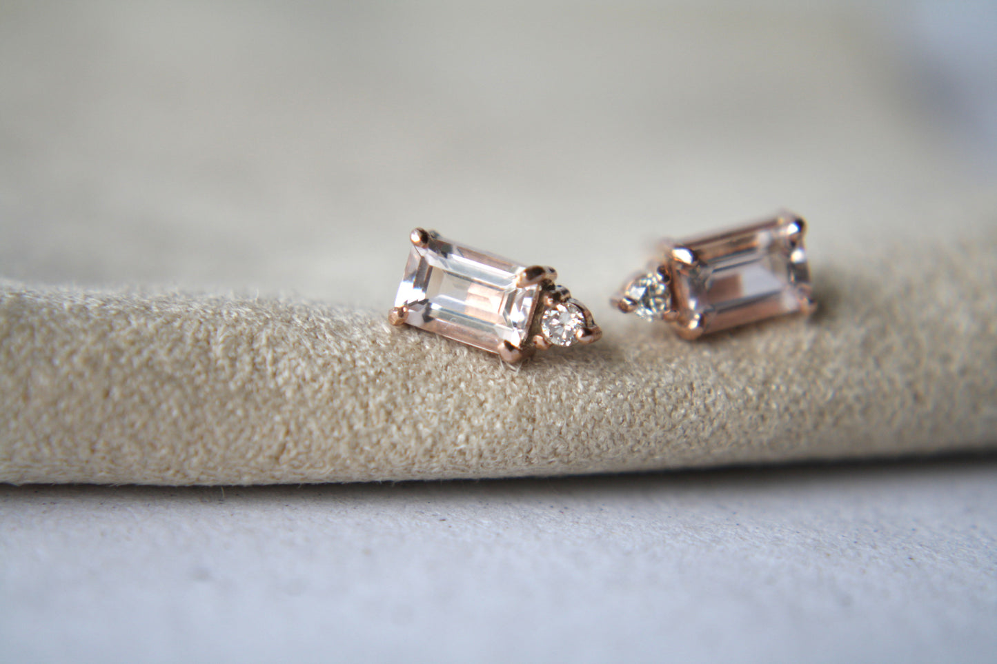 Aretes Luxe Morganita y Diamantes fine