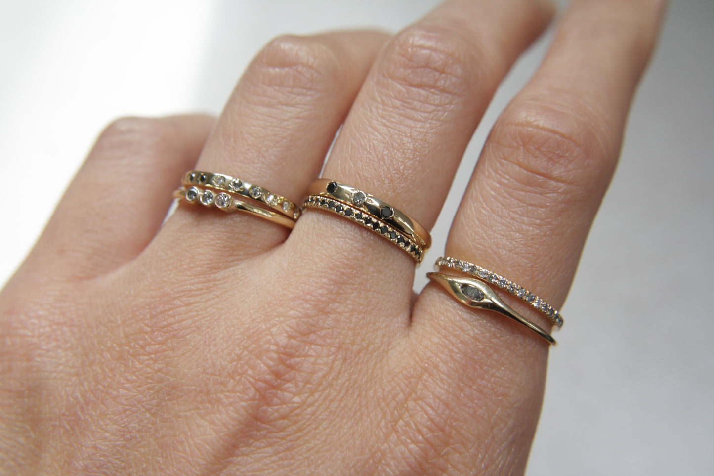 Anillo Evil Eye Diamante Sal Pimienta