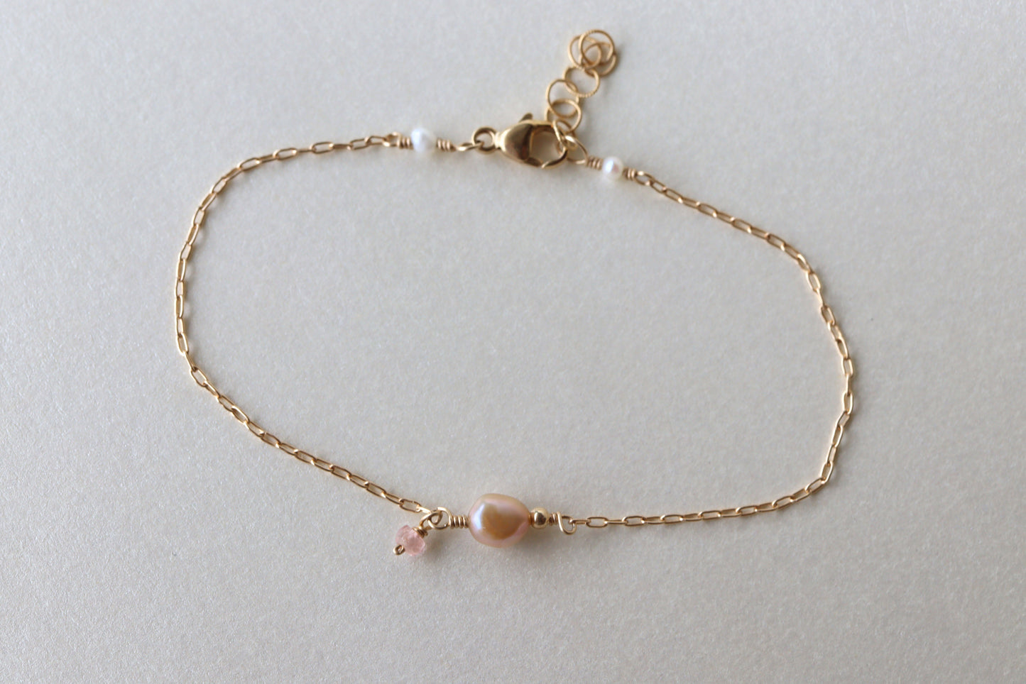 Pulsera Perla y Turmalina Rosa
