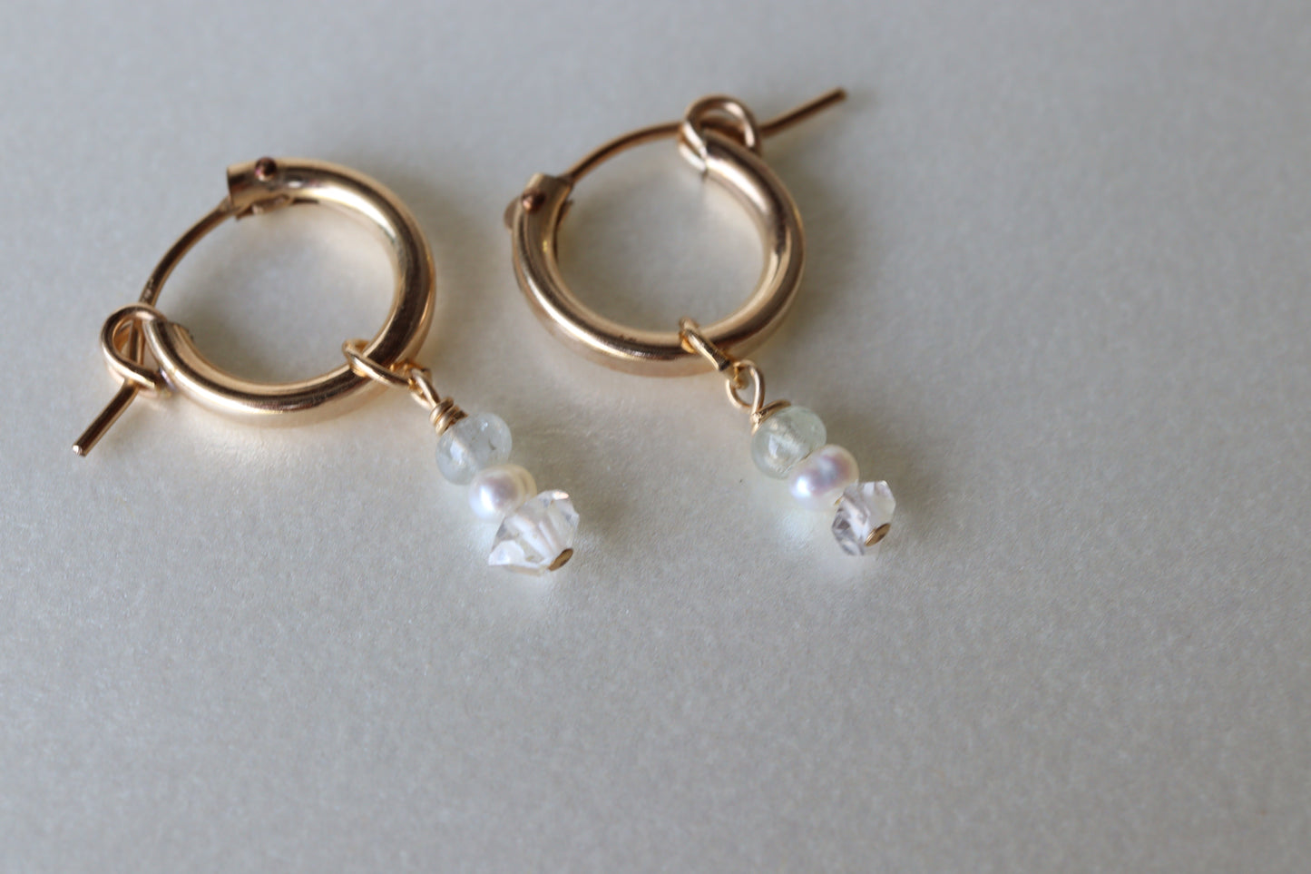 Arracadas Totem Herkimer, Zafiro y Perla