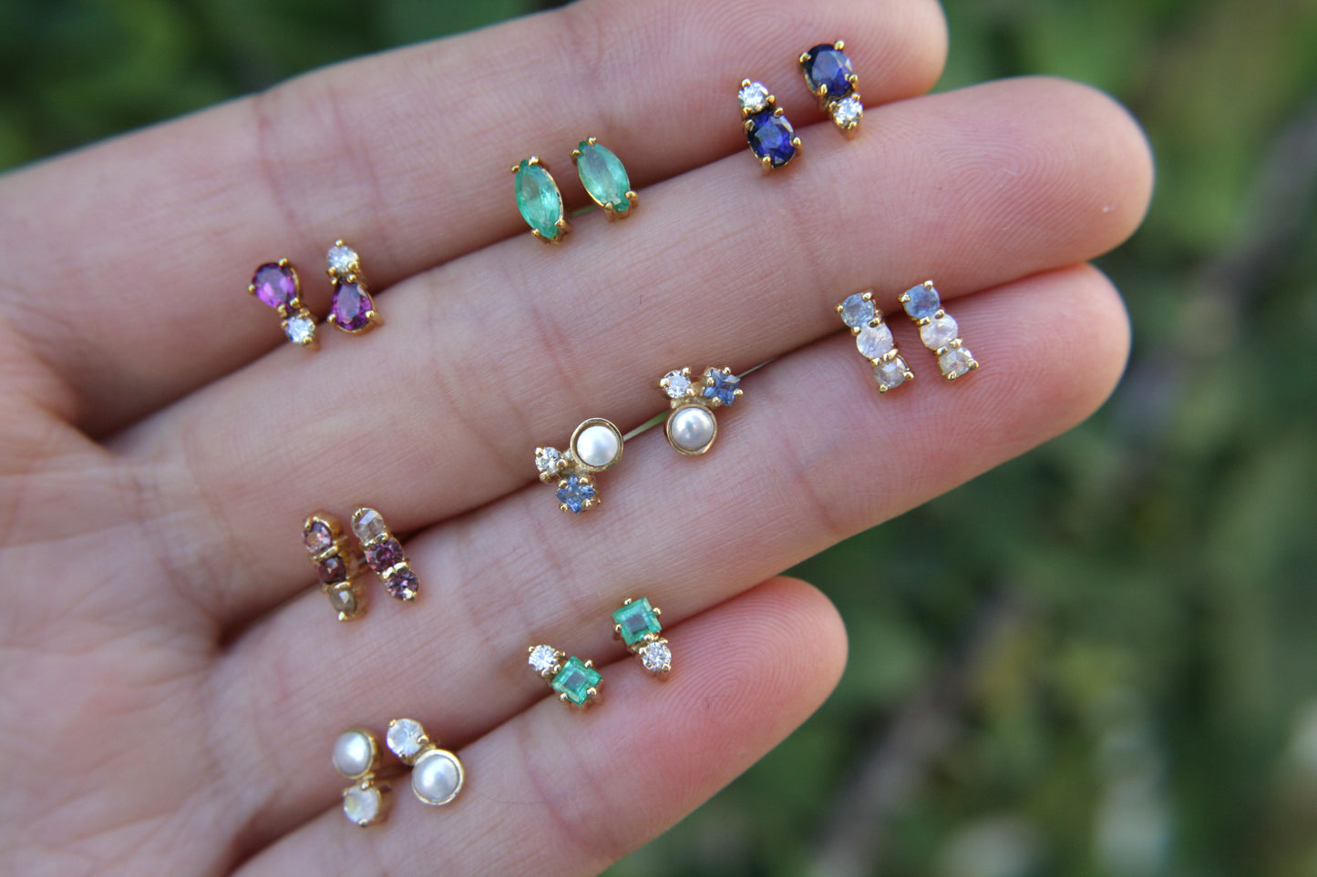 Aretes Luxe Zafiro, Diamante y Moonstone fine