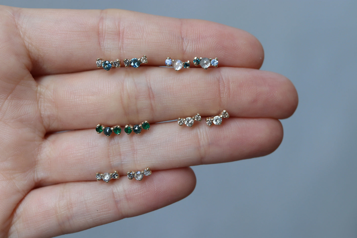 Arya Studs Green Fine