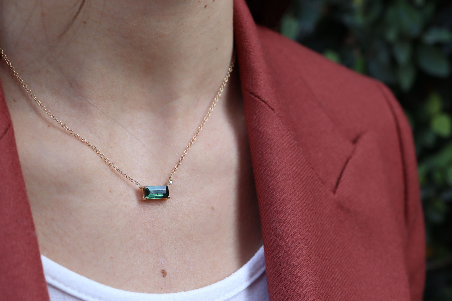 Collar Turmalina Indicolite y Diamante Fine