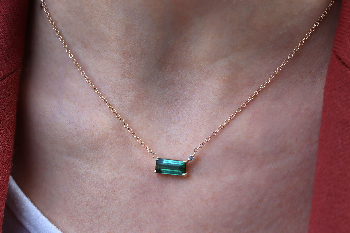 Collar Turmalina Indicolite y Diamante Fine