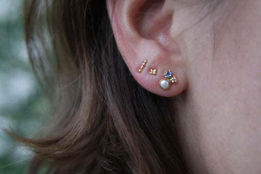 Aretes Luxe Zafiro, Diamante y Perla fine