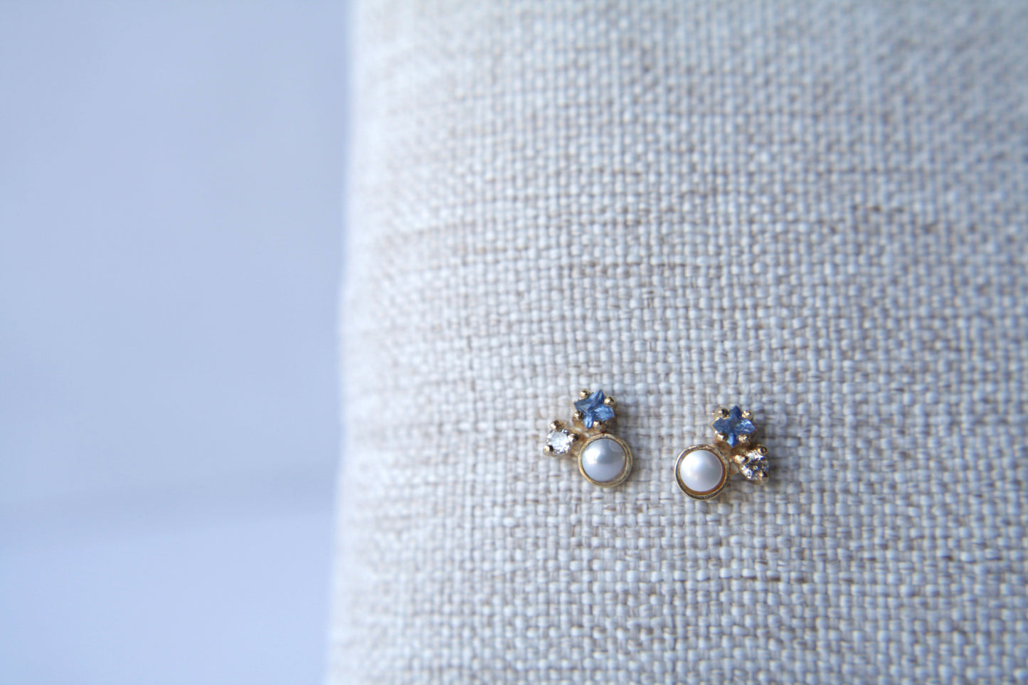 Aretes Luxe Zafiro, Diamante y Perla fine