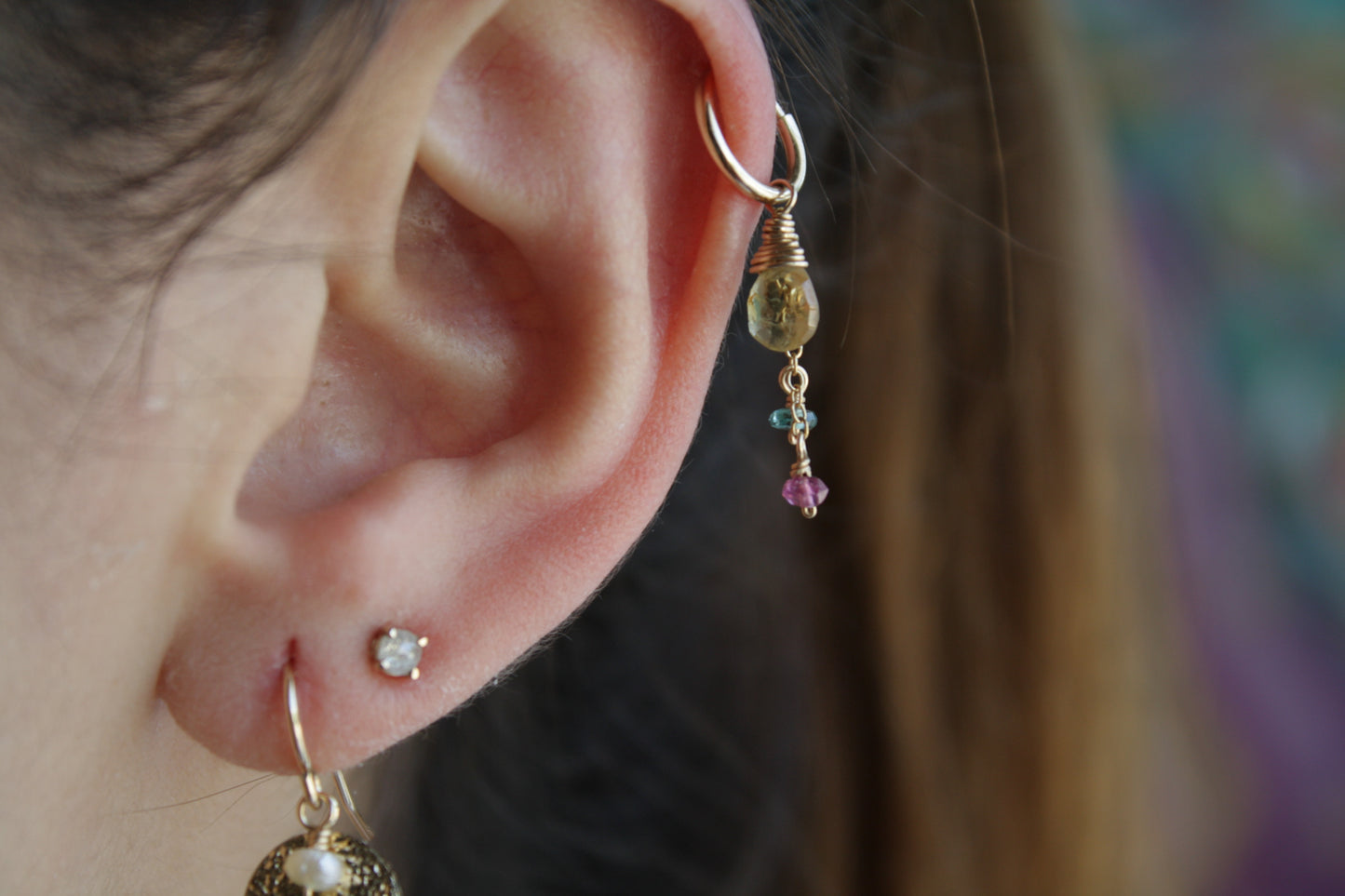 Piercings piedra con cadenita