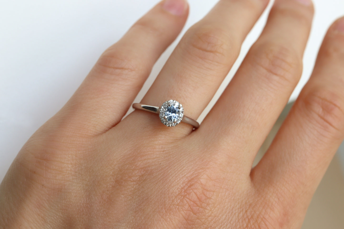 Anillo Celeste III Zafiro Platino 0.46cts Bridal