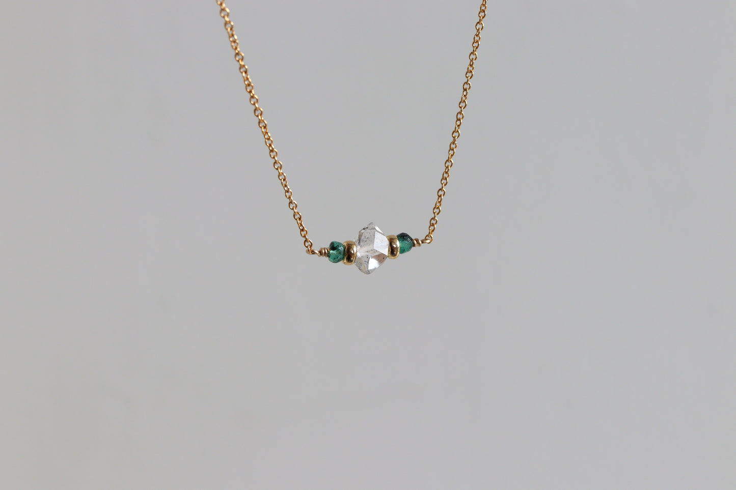 Collar Herkimer Emerald Bar