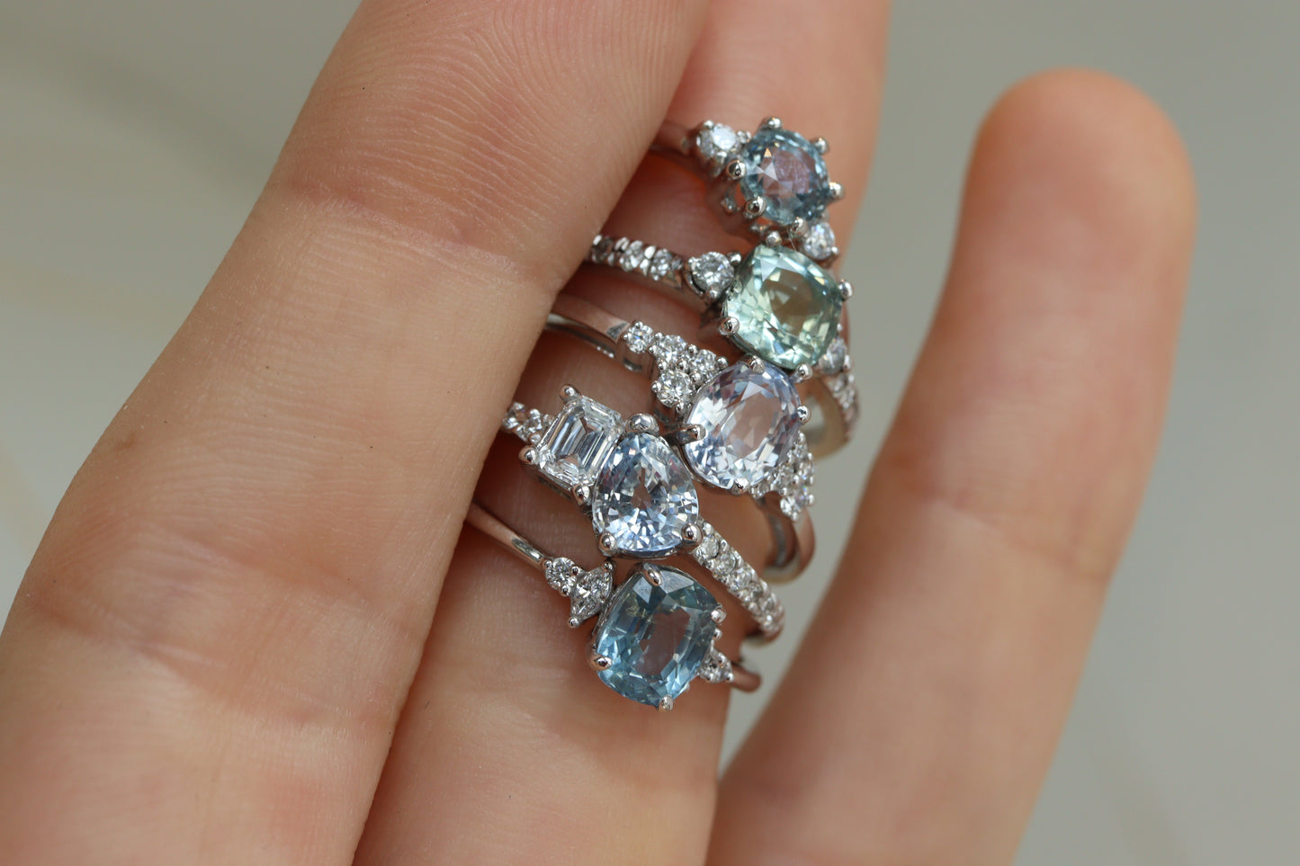 Anillo Ros Zafiro Platino y Diamantes Bridal
