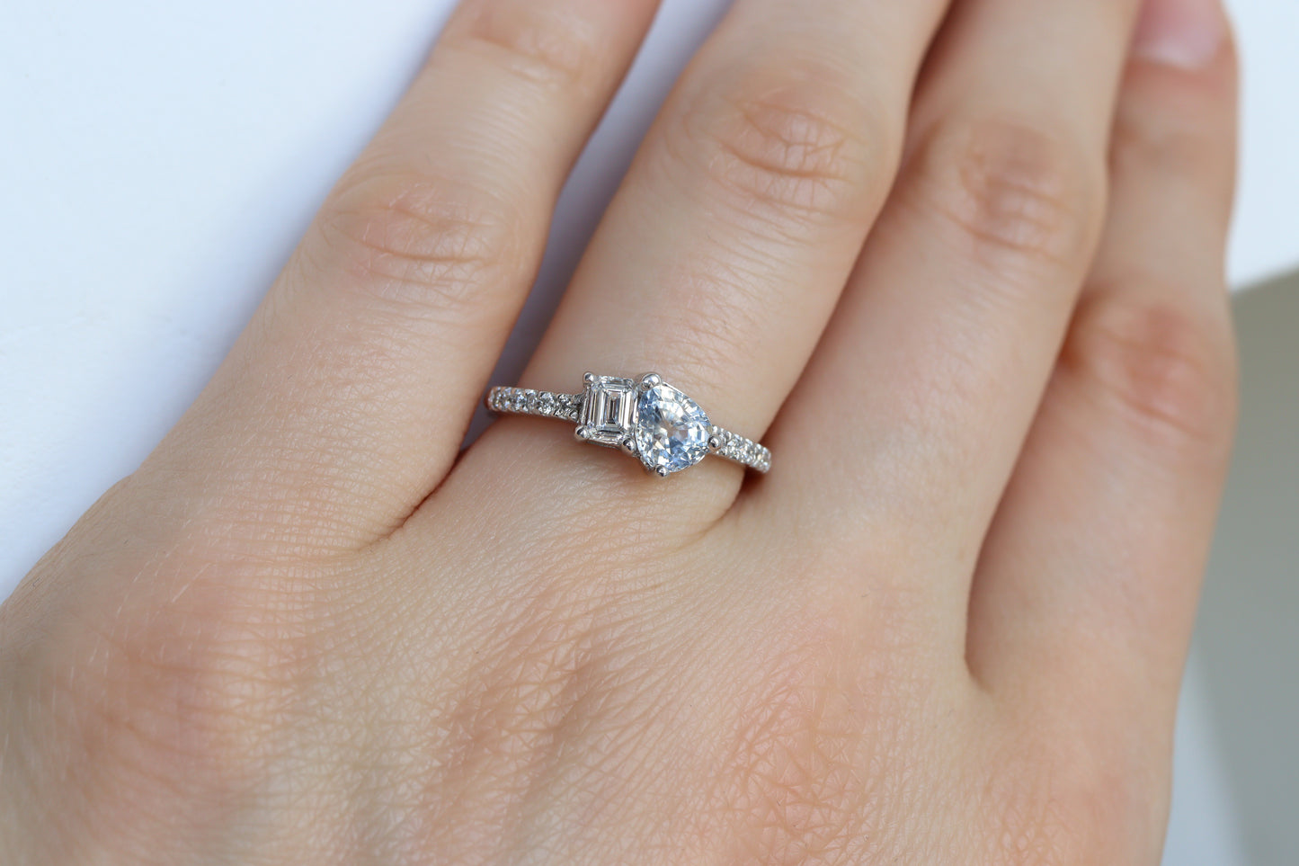 Anillo Ros Zafiro Platino y Diamantes Bridal