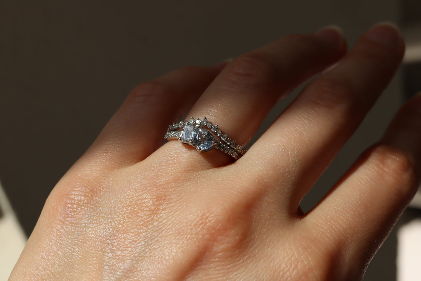 Anillo Ros Zafiro Platino y Diamantes Bridal