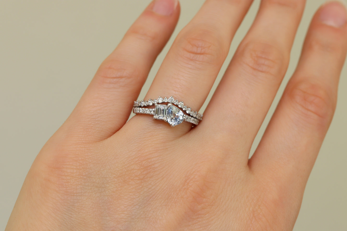 Anillo Ros Zafiro Platino y Diamantes Bridal