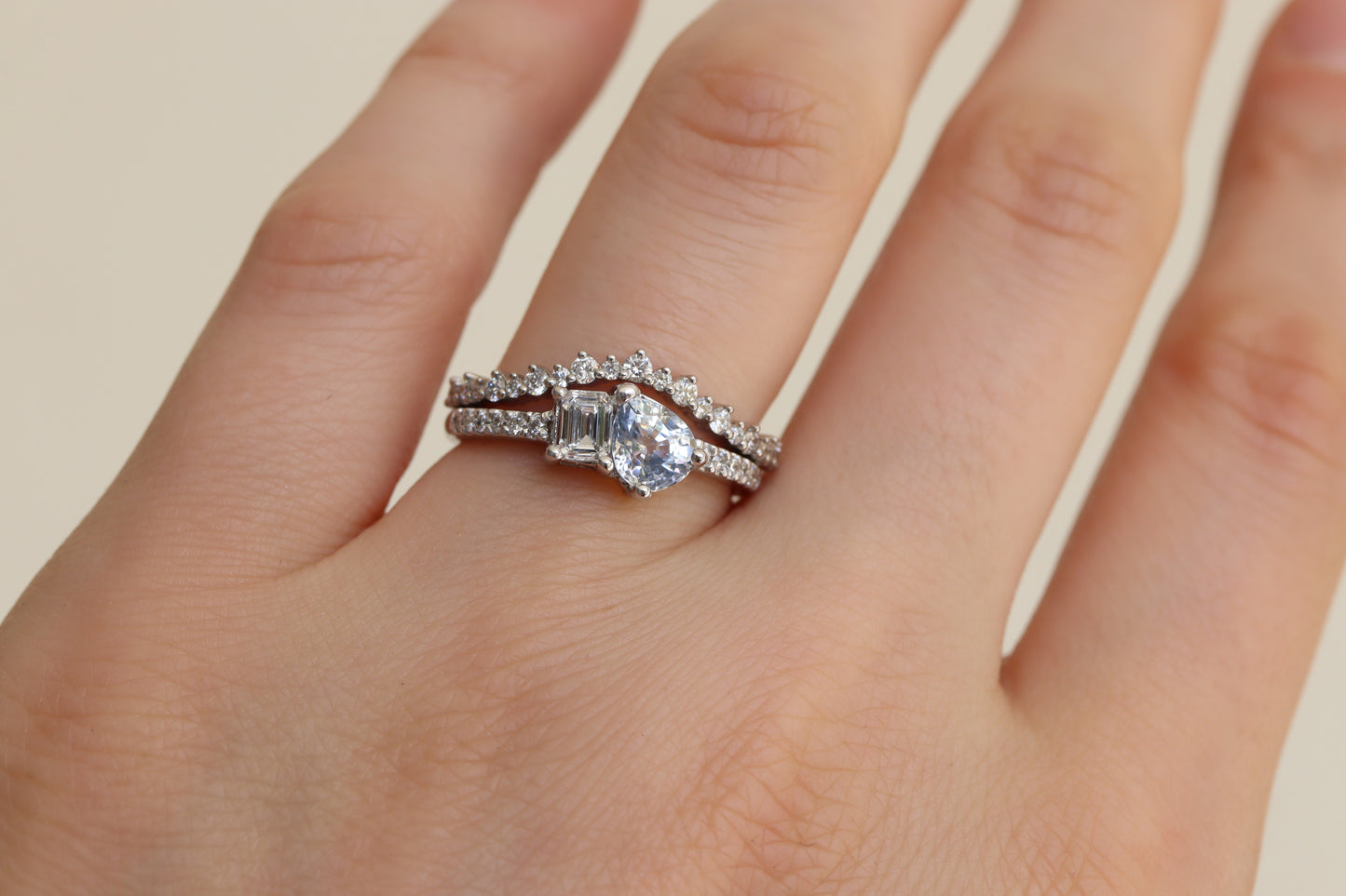 Anillo Ros Zafiro Platino y Diamantes Bridal
